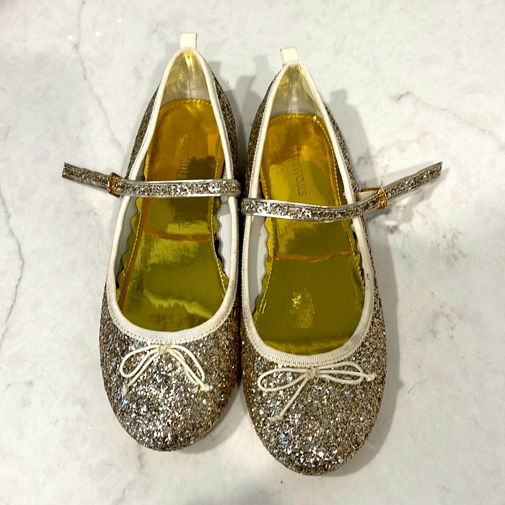 Jcrew kids glitter ballet flats, barely worn